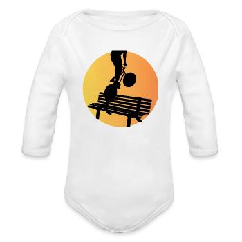 Bicycle Hopping Park Bench - Organic Long Sleeve Baby Bodysuit - white - Front
