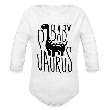 Baby Saurus - Organic Long Sleeve Baby Bodysuit - white - Front