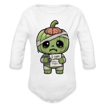Zombie Pumpkin mignon 2 tasses de café toutes les 4 heures - Cache-couche à manches longues bio - blanc - Devant