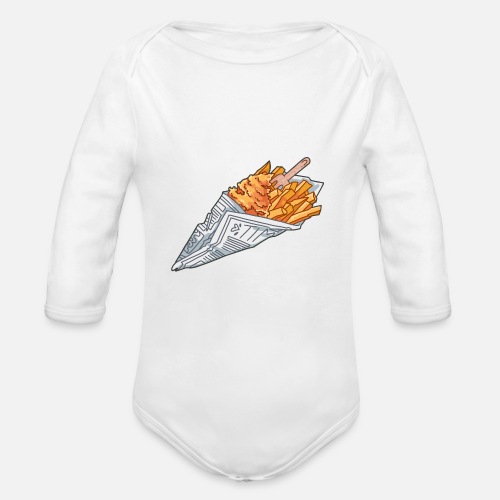 Fish and Chips - Organic Long Sleeve Baby Bodysuit