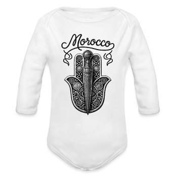 Morocco Heritage Hamsa Dagger Vintage Design - Organic Long Sleeve Baby Bodysuit - white - Front