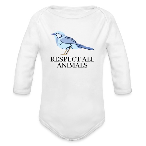 RESPECT ALL ANIMALS (Blue Bird) - Organic Long Sleeve Baby Bodysuit