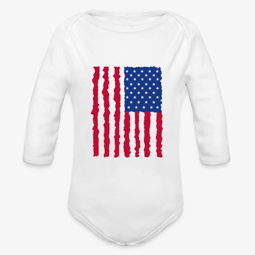 American Flag - Organic Long Sleeve Baby Bodysuit