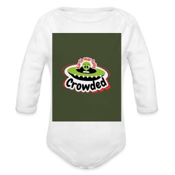 Cosmic Green Space Shuttle Tee - Organic Long Sleeve Baby Bodysuit - white - Front