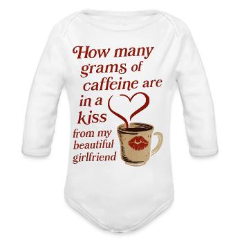 How Many Grams of Caffeine in a Kiss Tee - Organic Long Sleeve Baby Bodysuit - white - Front
