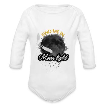 Find Me in Moonlight Tee - Organic Long Sleeve Baby Bodysuit - white - Front