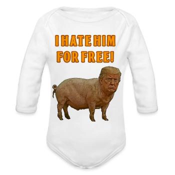 Pig Satire Politics Tee - Organic Long Sleeve Baby Bodysuit - white - Front
