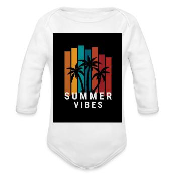 Summer Vibes Palm Bars - Organic Long Sleeve Baby Bodysuit - white - Front