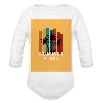 Summer Vibes Palm Bar Sunset - Organic Long Sleeve Baby Bodysuit - white - Front