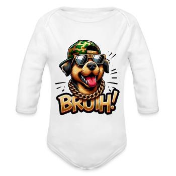Bruh Bulldog Bling - Organic Long Sleeve Baby Bodysuit - white - Front