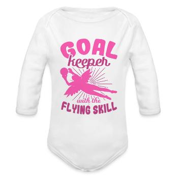 Female Goalkeeper - Organic Long Sleeve Baby Bodysuit - white - Front
