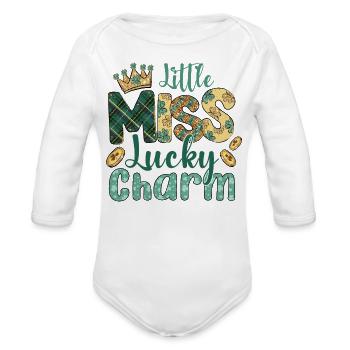 Little Miss Lucky Charm - Organic Long Sleeve Baby Bodysuit - white - Front