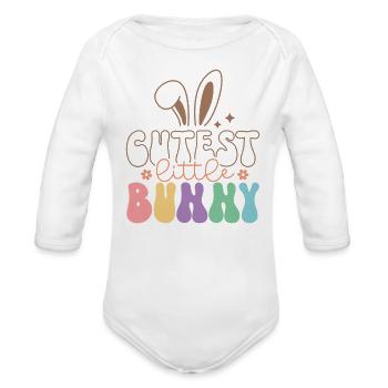Cutest Little Bunny - Organic Long Sleeve Baby Bodysuit - white - Front