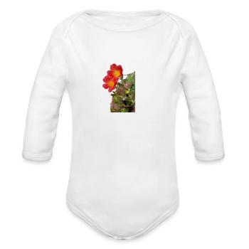 Grass flower - Organic Long Sleeve Baby Bodysuit - white - Front