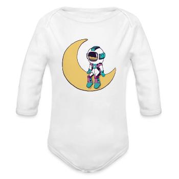 Cool funny Cute space astronaut - Organic Long Sleeve Baby Bodysuit - white - Front