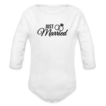 JUST MARRIED - Organic Long Sleeve Baby Bodysuit - white - Front