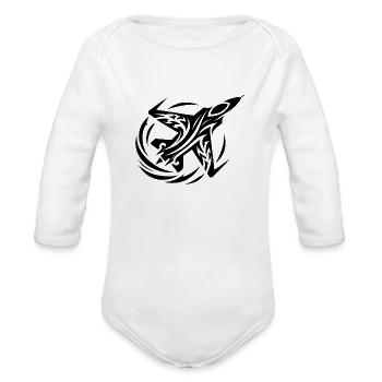 Model Airplane Remote-controlled Fighter Plane - Organic Long Sleeve Baby Bodysuit - white - Front