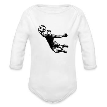 Goalkeeper Saves Spectacular Shot In Soccer - Organic Long Sleeve Baby Bodysuit - white - Front