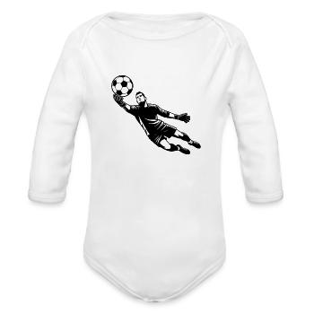 Soccer Goalkeeper Jumps To Save The Ball - Organic Long Sleeve Baby Bodysuit - white - Front
