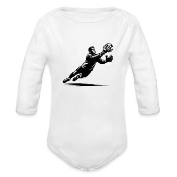 Goalkeeper Parries The Flying Ball - Organic Long Sleeve Baby Bodysuit - white - Front