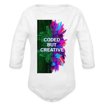 Coded But Creative - Organic Long Sleeve Baby Bodysuit - white - Front