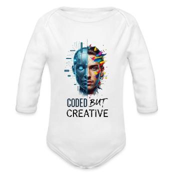 Coded but Creative - Organic Long Sleeve Baby Bodysuit - white - Front