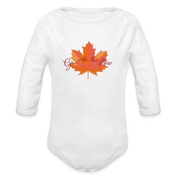 Maple leaf “Go with the flow” - Organic Long Sleeve Baby Bodysuit - white - Front