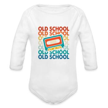 OLD SCHOOL - Organic Long Sleeve Baby Bodysuit - white - Front