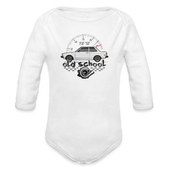 Old School White - Organic Long Sleeve Baby Bodysuit - white - Front
