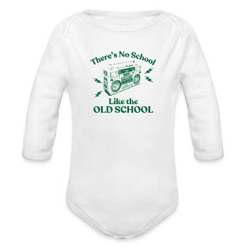 Old School - Organic Long Sleeve Baby Bodysuit - white - Front
