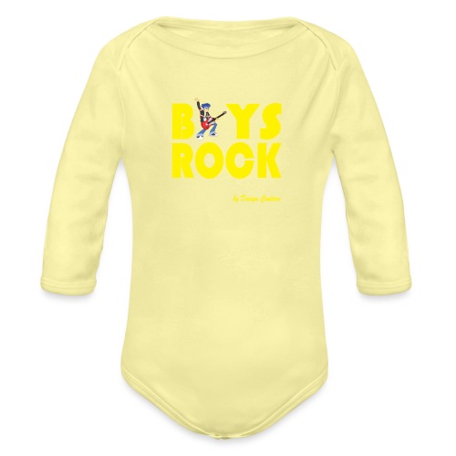 BOYS ROCK YELLOW - Organic Long Sleeve Baby Bodysuit