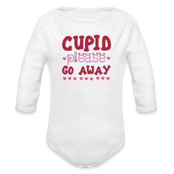 Cupid please Go AWAY - Organic Long Sleeve Baby Bodysuit - white - Front