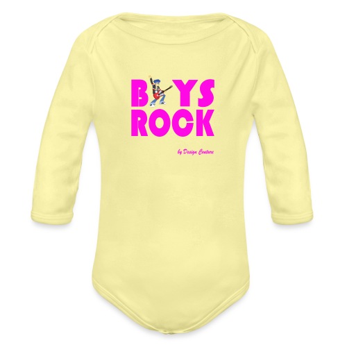BOYS ROCK PINK - Organic Long Sleeve Baby Bodysuit