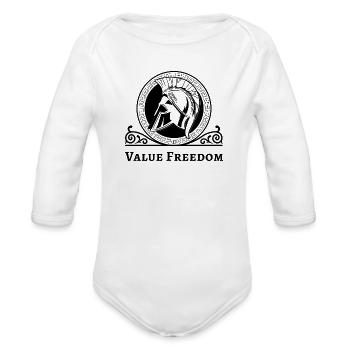 Value Freedom Spartan Warrior Helmet - Organic Long Sleeve Baby Bodysuit - white - Front