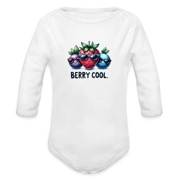 Funny Berry Cool - Organic Long Sleeve Baby Bodysuit - white - Front