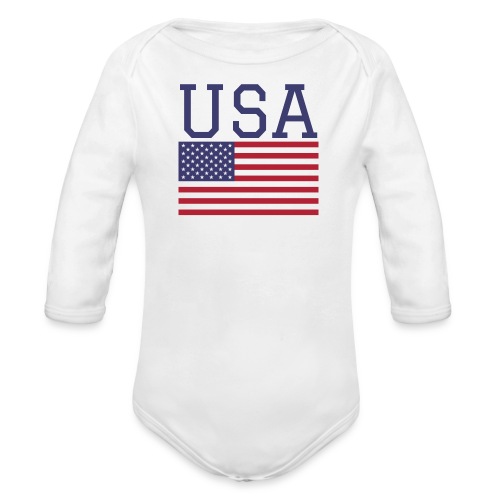 USA American Flag - Fourth of July Everyday - Organic Long Sleeve Baby Bodysuit