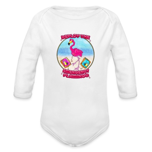 Emergency Flamingo - Organic Long Sleeve Baby Bodysuit