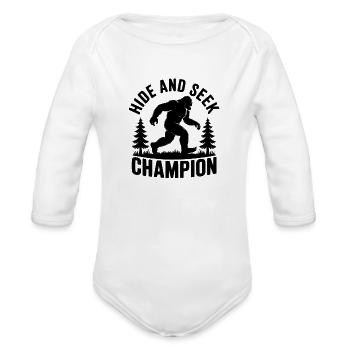 Hide and Seek Champion Bigfoot Shirt - Organic Long Sleeve Baby Bodysuit - white - Front