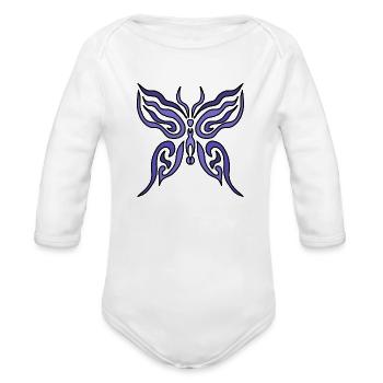 A Pretty Butterfly - Organic Long Sleeve Baby Bodysuit - white - Front