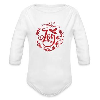 Joy Christmas - Organic Long Sleeve Baby Bodysuit - white - Front