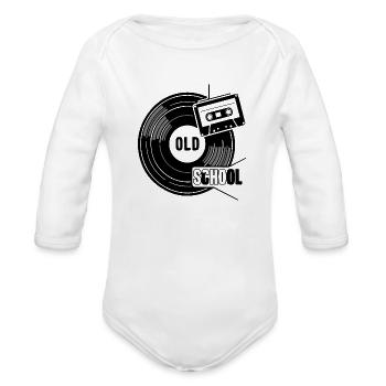 Old School - Organic Long Sleeve Baby Bodysuit - white - Front