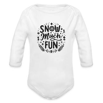 Snow Much Fun - Organic Long Sleeve Baby Bodysuit - white - Front
