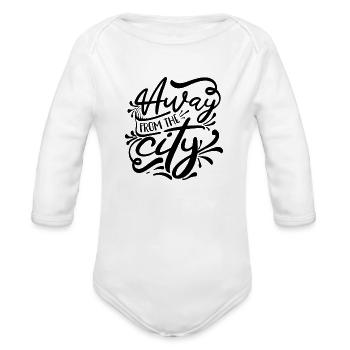 Away From The City - Organic Long Sleeve Baby Bodysuit - white - Front