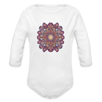 A floral fractal pattern colorful and bright - Organic Long Sleeve Baby Bodysuit - white - Front