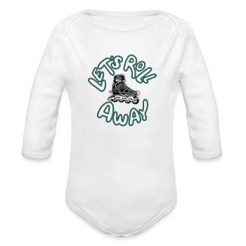 let's Roll Away New Skater Design - Organic Long Sleeve Baby Bodysuit - white - Front