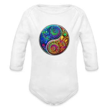 Fractal Yin Yang Yoga - Organic Long Sleeve Baby Bodysuit - white - Front