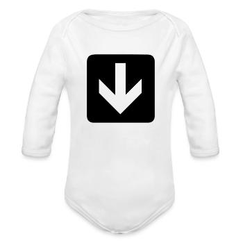 down arrow - Organic Long Sleeve Baby Bodysuit - white - Front