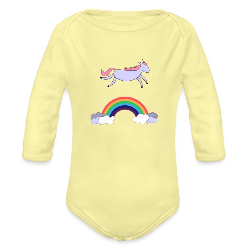 Flying Unicorn - Organic Long Sleeve Baby Bodysuit