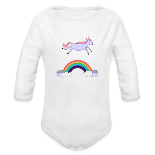 Flying Unicorn - Organic Long Sleeve Baby Bodysuit