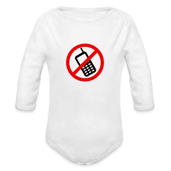 No Cell Phone - Organic Long Sleeve Baby Bodysuit - white - Front